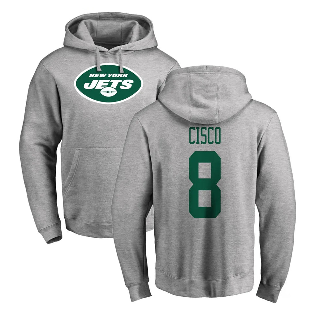 Davalo NY.Jets #8 Andre Cisco Player Gray LOGO Pullover Hoodies Limited Game Stitched Jerseys