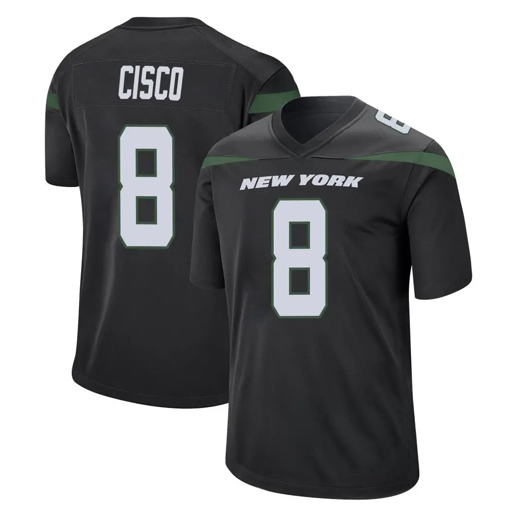 Davalo NY.Jets #8 Andre Cisco Player Stealth Black Home Game Stitched Jerseys