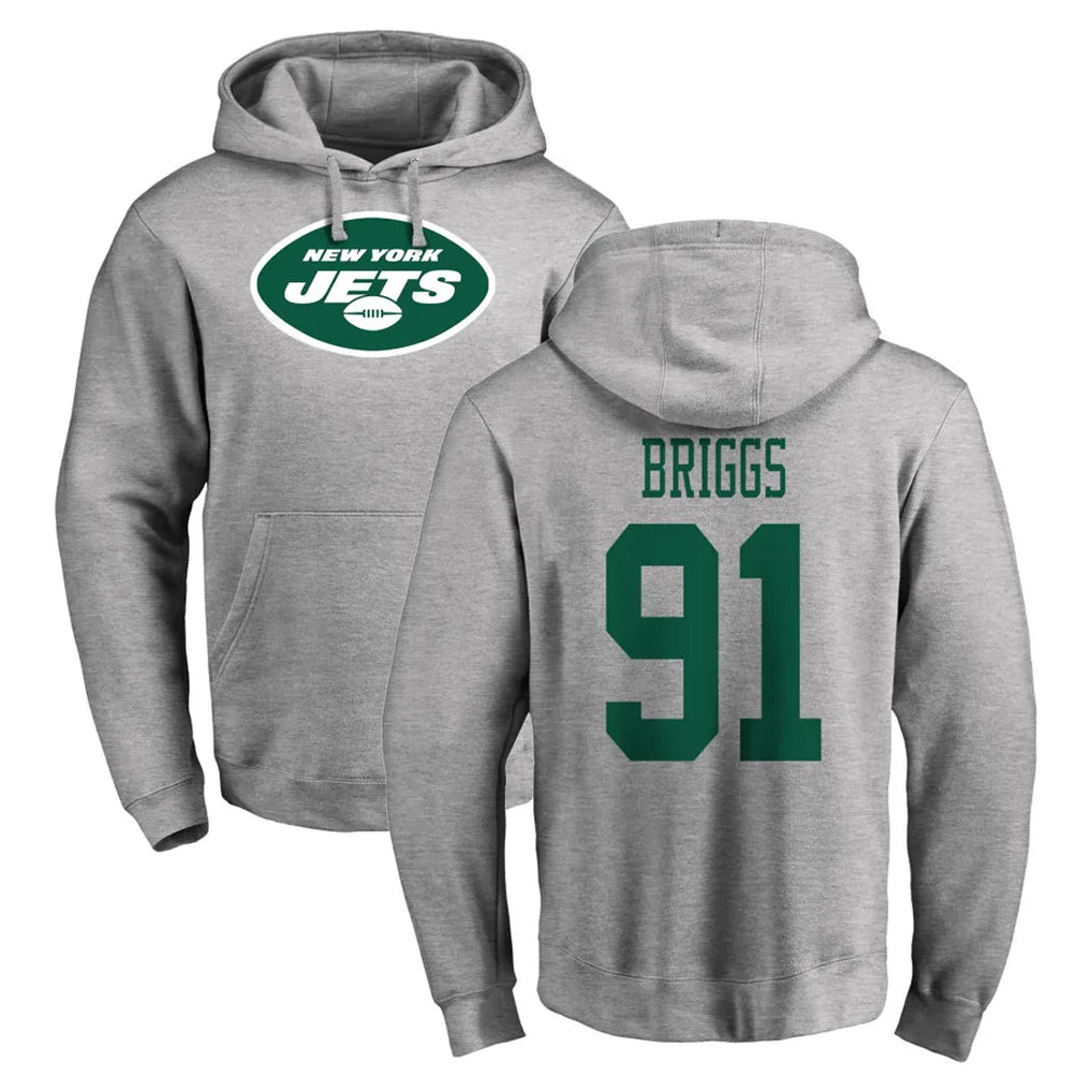 Davalo NY.Jets #91 Jowon Briggs Player Gray LOGO Pullover Hoodies Limited Game Stitched Jerseys