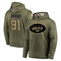 Davalo NY.Jets #91 Jowon Briggs Player Olive Salute to Service Pullover Hoodies Home Game Stitched Jerseys