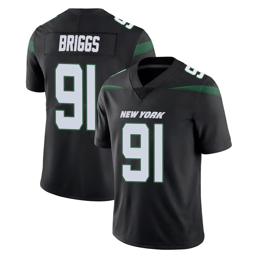 Davalo NY.Jets #91 Jowon Briggs Player Stealth Black Limited Vapor Home Game Stitched Jerseys