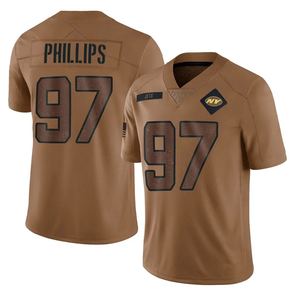 Davalo NY.Jets #97 Harrison Phillips Player Brown Salute To Service Limited Stitched Jerseys