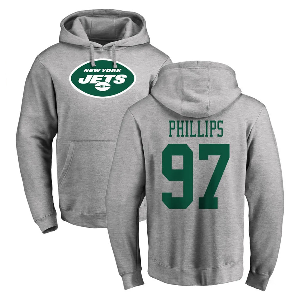 Davalo NY.Jets #97 Harrison Phillips Player Gray LOGO Pullover Hoodies Limited Game Stitched Jerseys