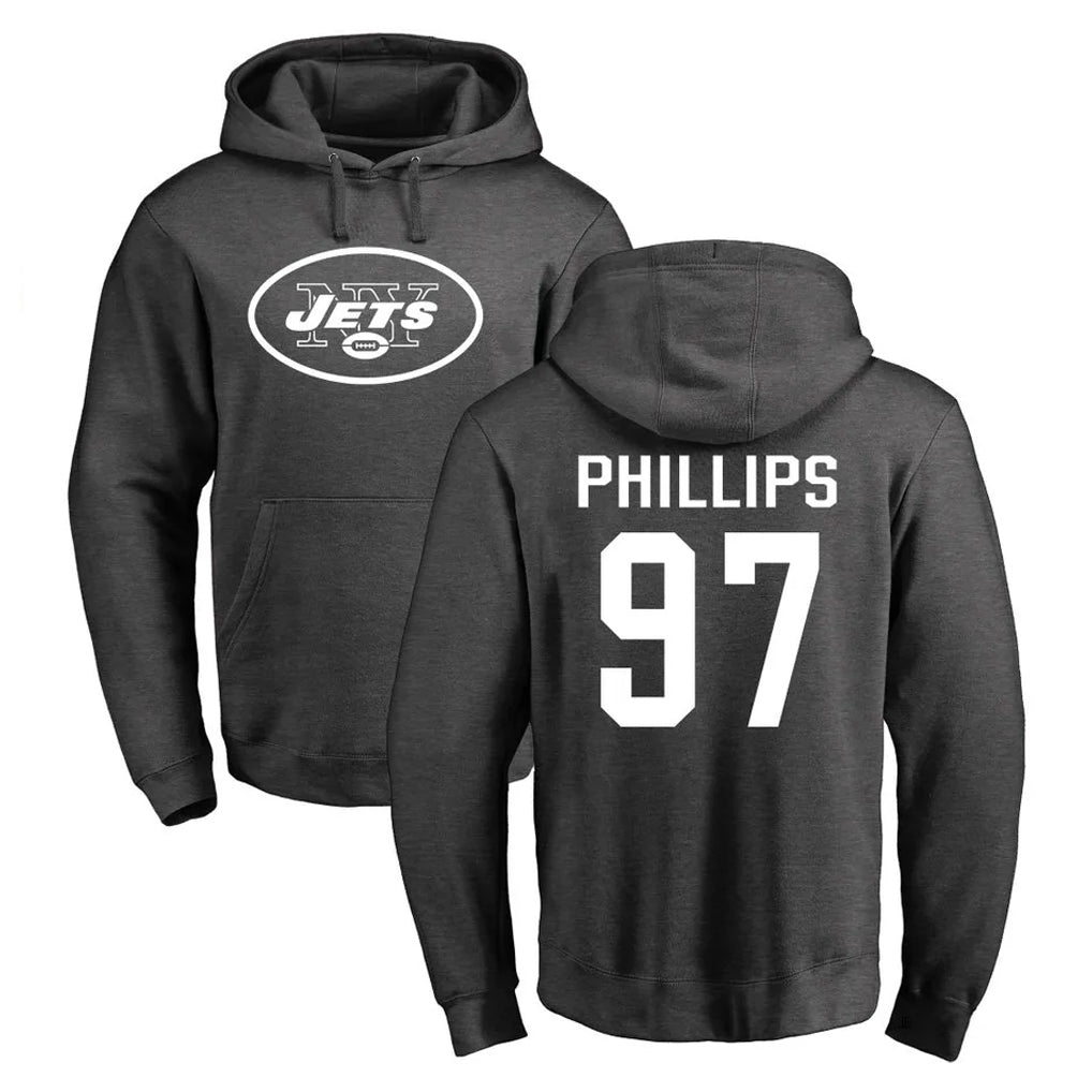 Davalo NY.Jets #97 Harrison Phillips Player Gray Pullover Hoodies Limited Game Stitched Jerseys