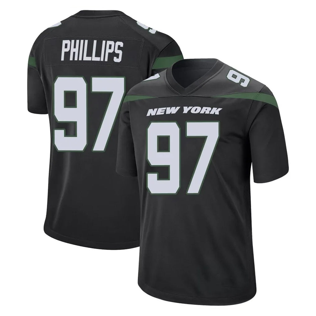 Davalo NY.Jets #97 Harrison Phillips Player Stealth Black Home Game Stitched Jerseys