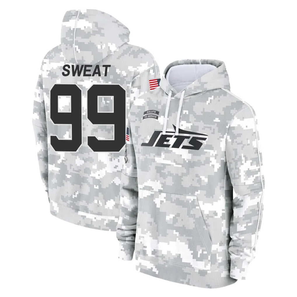 Davalo NY.Jets #99 T'Vondre Sweat Player Arctic Camo Salute to Service Pullover Hoodies Limited Game Stitched Jerseys
