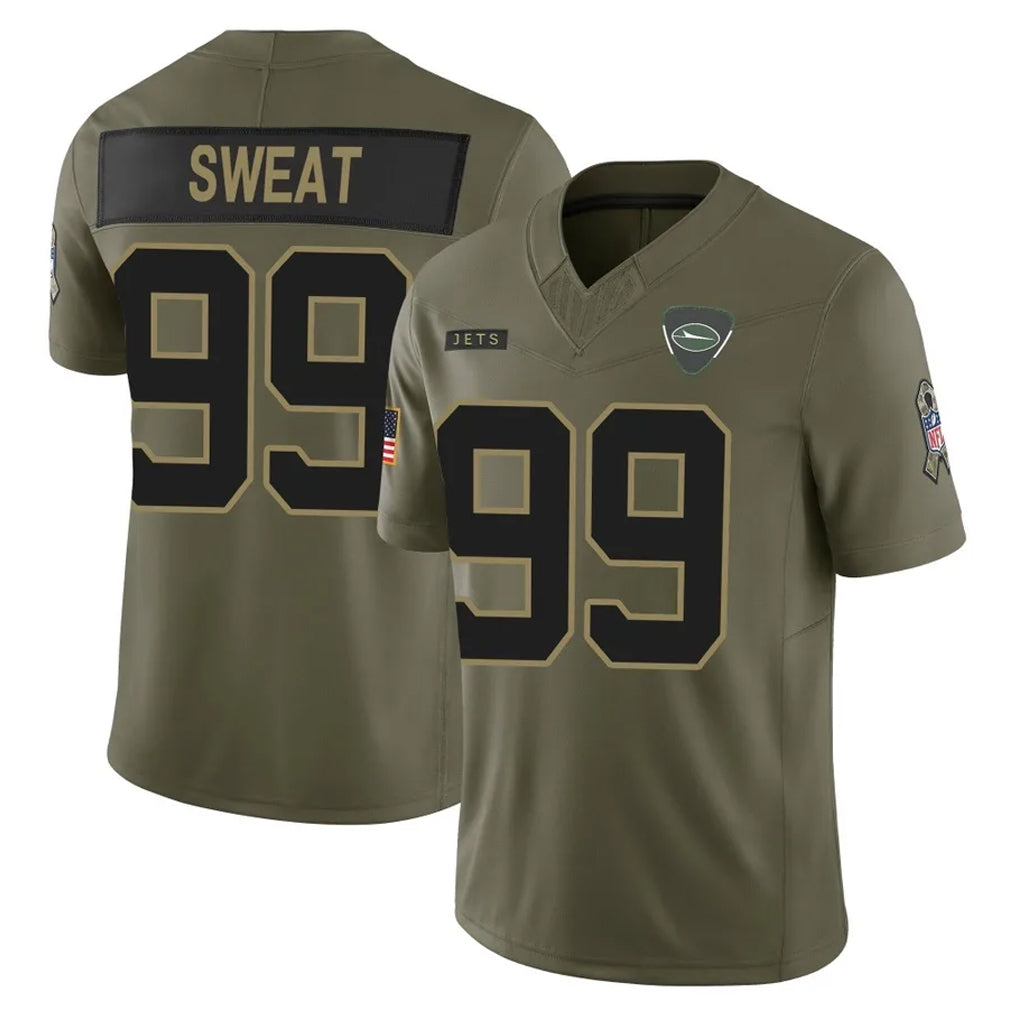 Davalo NY.Jets #99 T'Vondre Sweat Player Olive 2025 Salute To Service Limited Stitched Jerseys