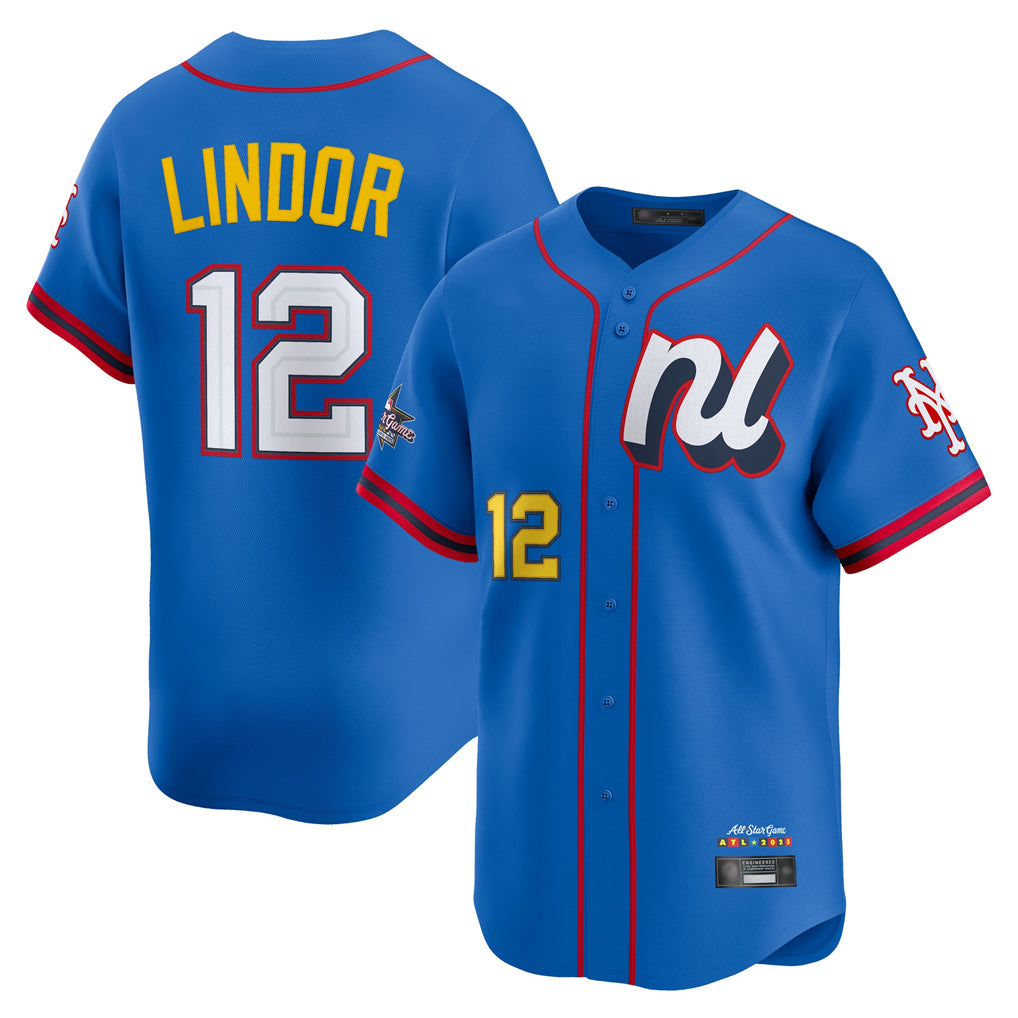Davalo NY.Mets #12 Francisco Lindor Player Blue All-Star Edition Limited Stitched Jerseys