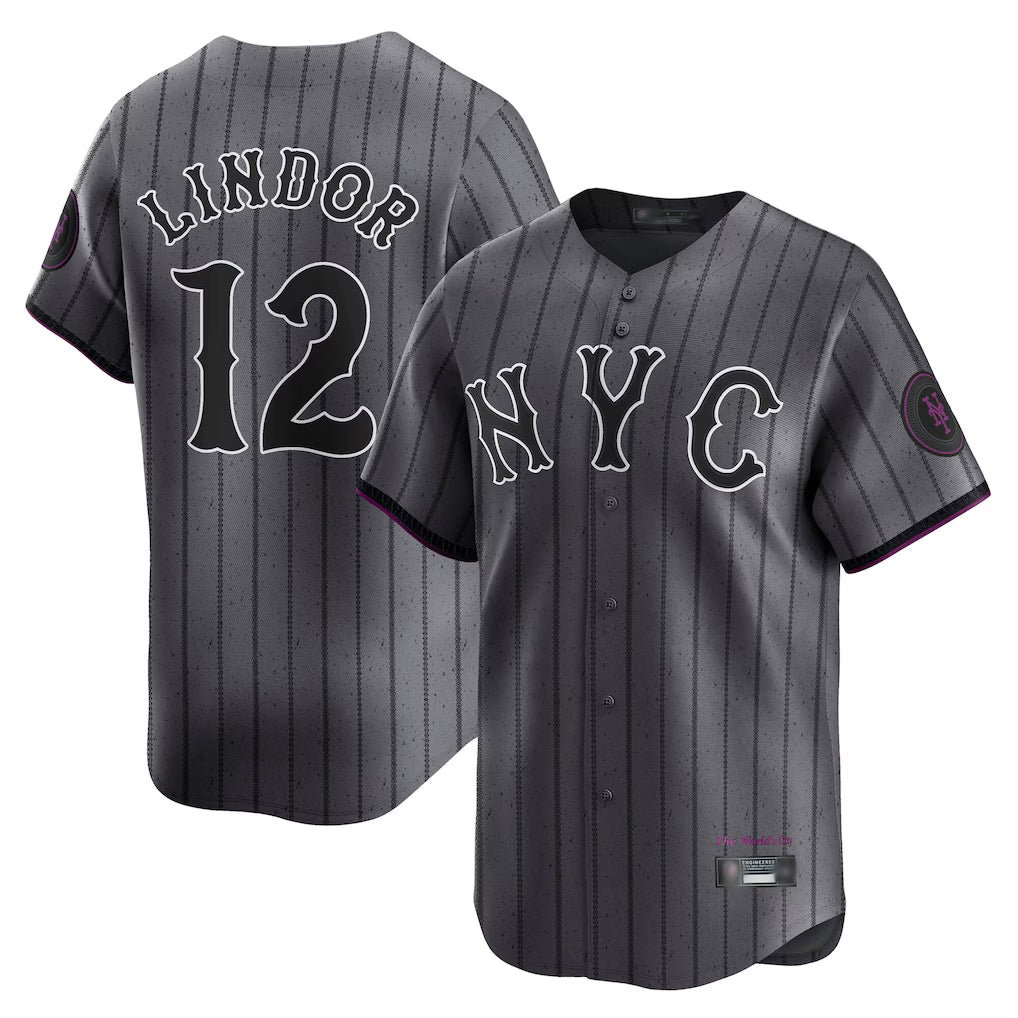 Davalo NY.Mets #12 Francisco Lindor Player Gray City Connect Limited Stitched Jerseys