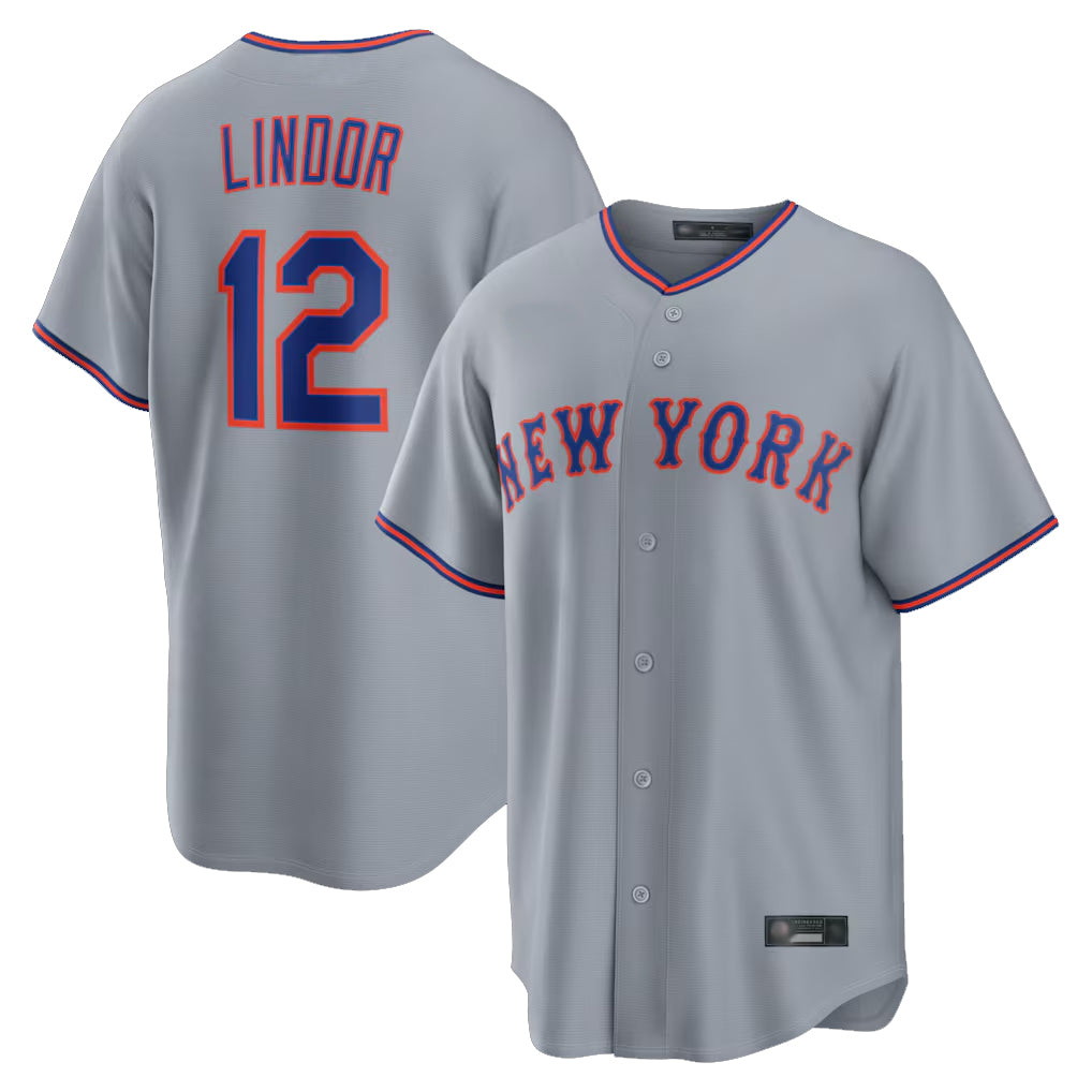 Davalo NY.Mets #12 Francisco Lindor Player Gray Road Home Game Stitched Jerseys
