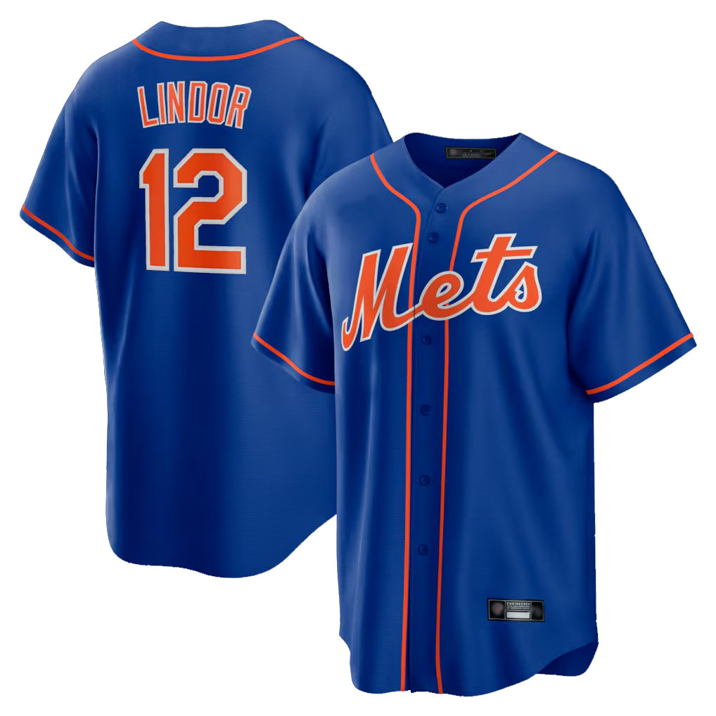 Davalo NY.Mets #12 Francisco Lindor Player Royal Home Game Stitched Jerseys