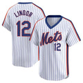 Davalo NY.Mets #12 Francisco Lindor Player White Cooperstown Collection T-shirt Game Stitched Jerseys