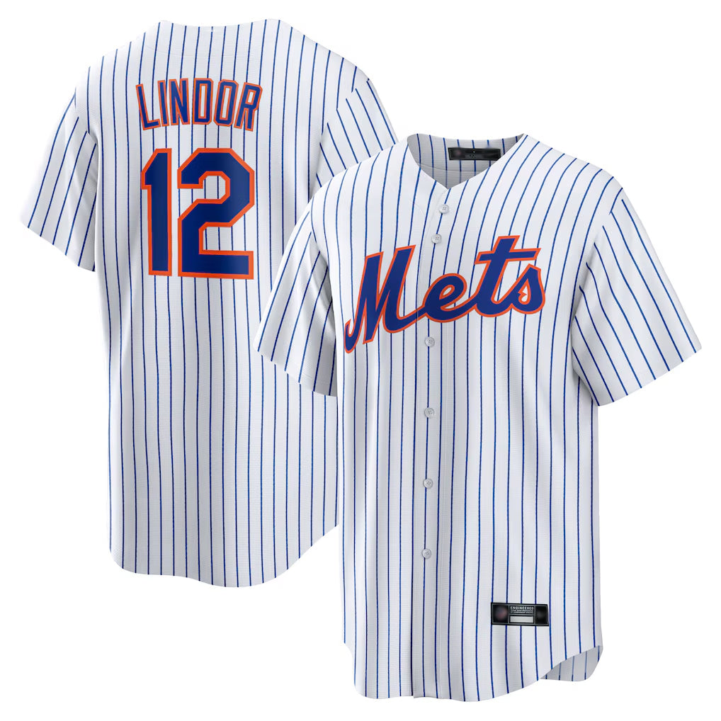 Davalo NY.Mets #12 Francisco Lindor Player White Home Game Stitched Jerseys