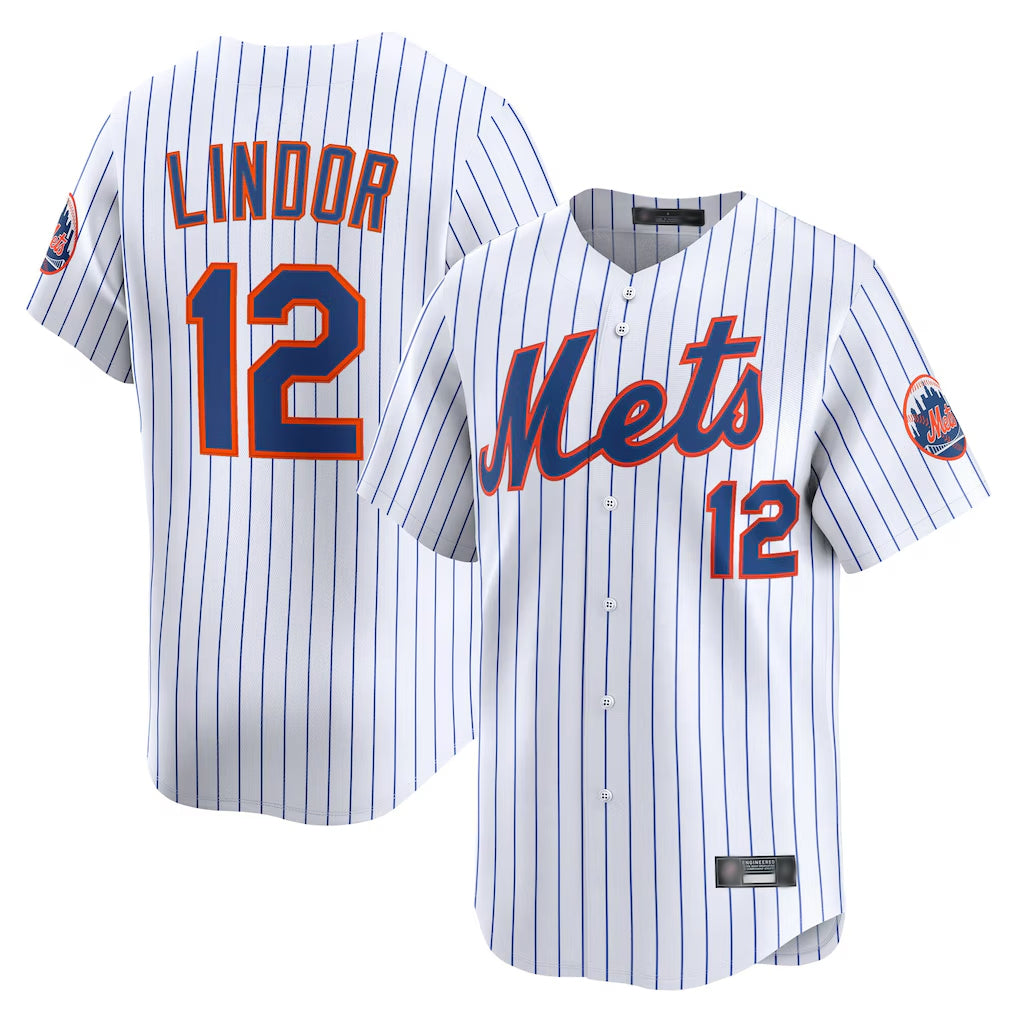 Davalo NY.Mets #12 Francisco Lindor Player White Home Limited Stitched Jerseys