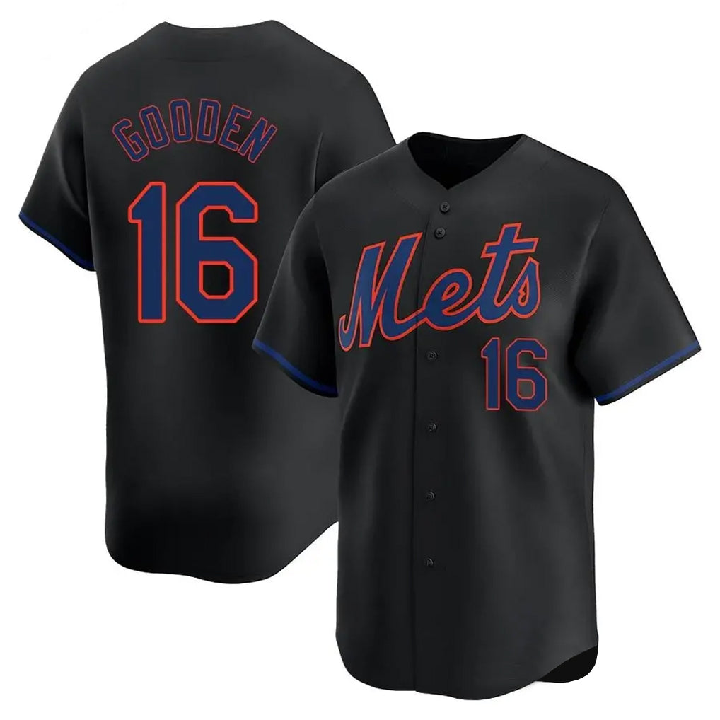 Davalo NY.Mets #16 Dwight Gooden Player Black Alternate Home Limited Stitched Jerseys