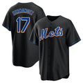 Davalo NY.Mets #17 Keith Hernandez Player Black Replica Home Game Stitched Jerseys