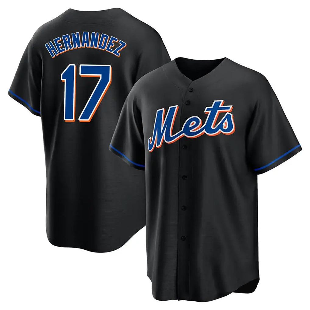 Davalo NY.Mets #17 Keith Hernandez Player Black Replica Home Game Stitched Jerseys