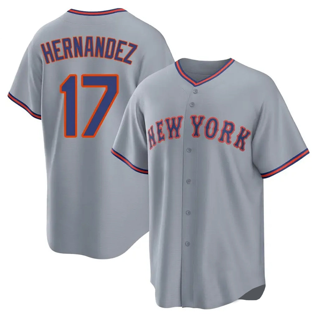 Davalo NY.Mets #17 Keith Hernandez Player Gray Road Home Game Stitched Jerseys