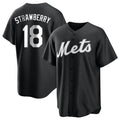 Davalo NY.Mets #18 Darryl Strawberry Player Black Home Game Stitched Jerseys