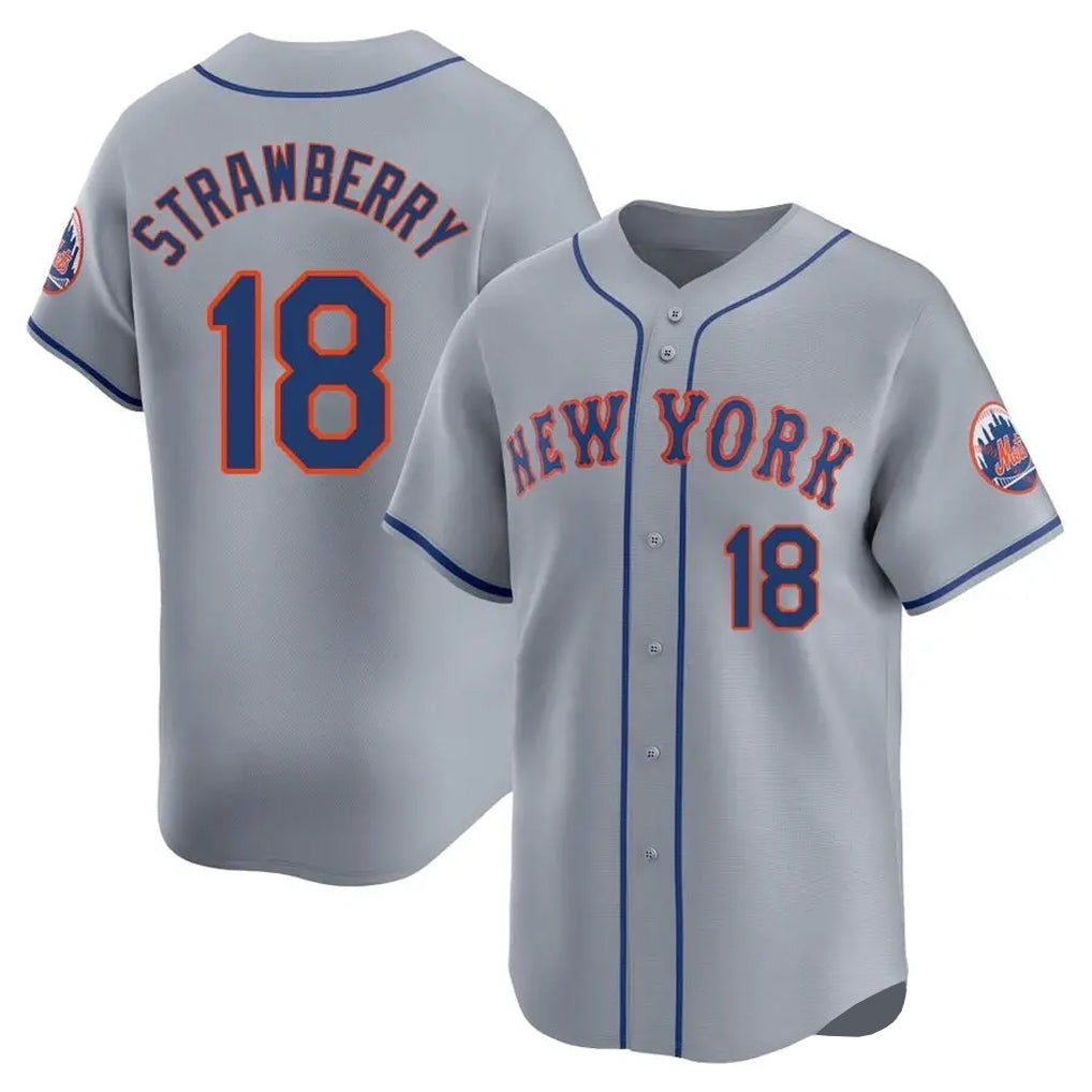 Davalo NY.Mets #18 Darryl Strawberry Player Gray Road Limited Home Stitched Jerseys