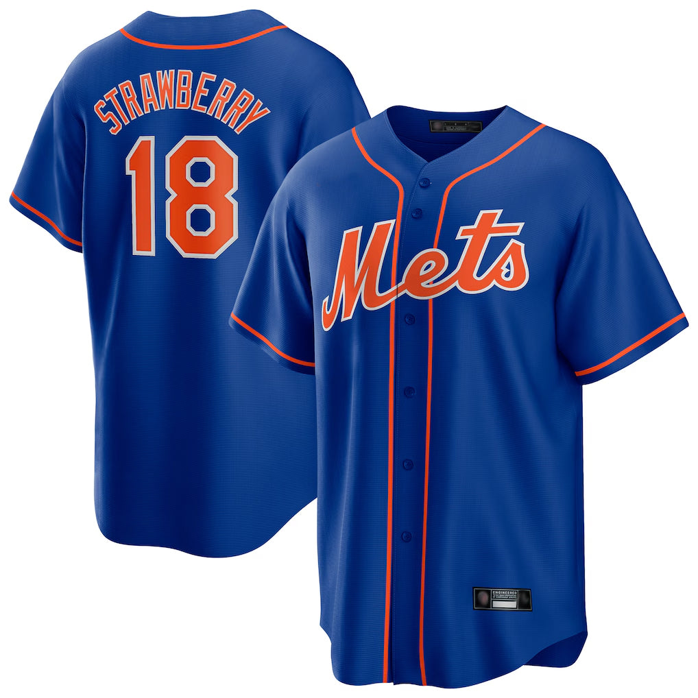 Davalo NY.Mets #18 Darryl Strawberry Player Royal Home Game Stitched Jerseys