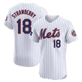 Davalo NY.Mets #18 Darryl Strawberry Player White Home Limited Elite Stitched Jerseys