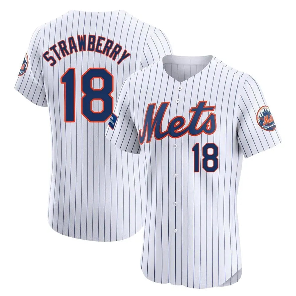 Davalo NY.Mets #18 Darryl Strawberry Player White Home Limited Elite Stitched Jerseys