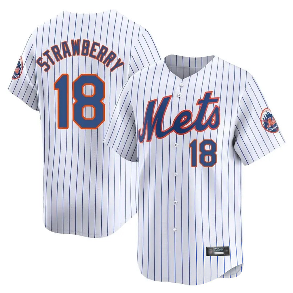 Davalo NY.Mets #18 Darryl Strawberry Player White Home Limited Stitched Jerseys
