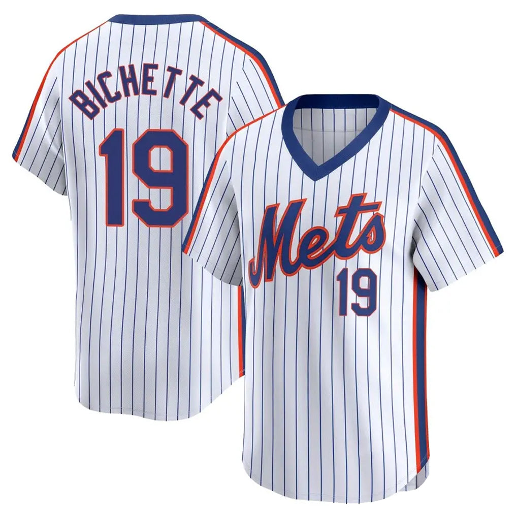 Davalo NY.Mets #19 Bo Bichette Player White Cooperstown Collection T-shirt Game Stitched Jerseys