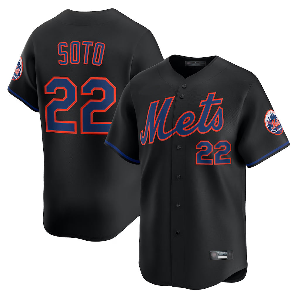 Davalo NY.Mets #22 Juan Soto Player Black Alternate Home Limited Stitched Jerseys