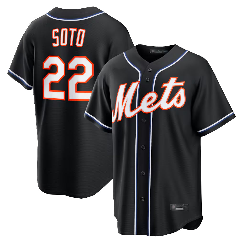 Davalo NY.Mets #22 Juan Soto Player Black Fashion Out Game Stitched Jerseys