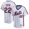 Davalo NY.Mets #22 Juan Soto Player White Cooperstown Collection T-shirt Game Stitched Jerseys