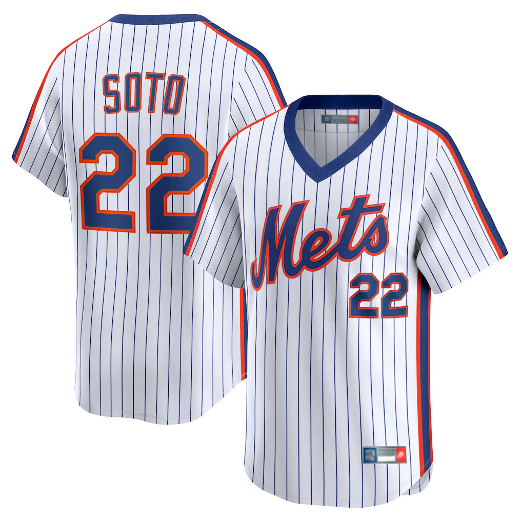 Davalo NY.Mets #22 Juan Soto Player White Cooperstown Collection T-shirt Game Stitched Jerseys