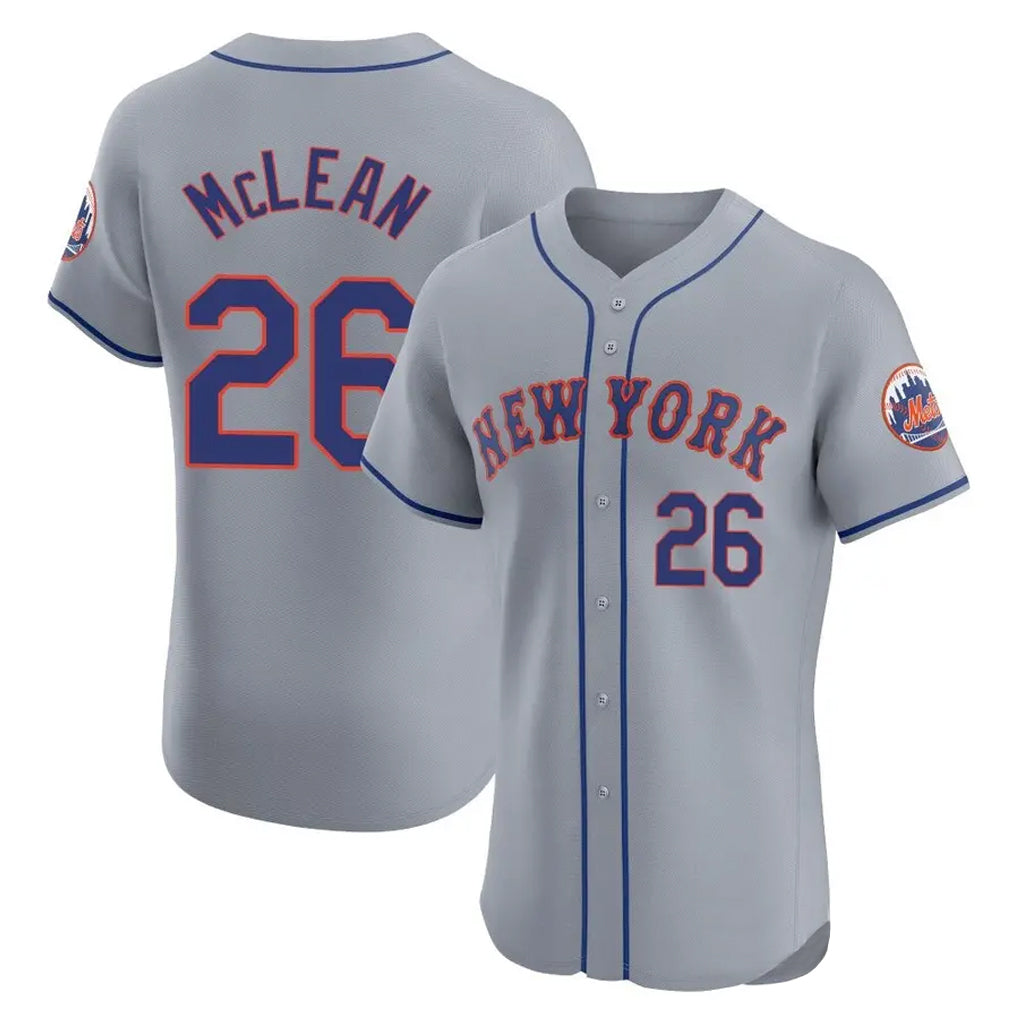 Davalo NY.Mets #26 Nolan McLean Player Gray Road Limited Elite Home Stitched Jerseys