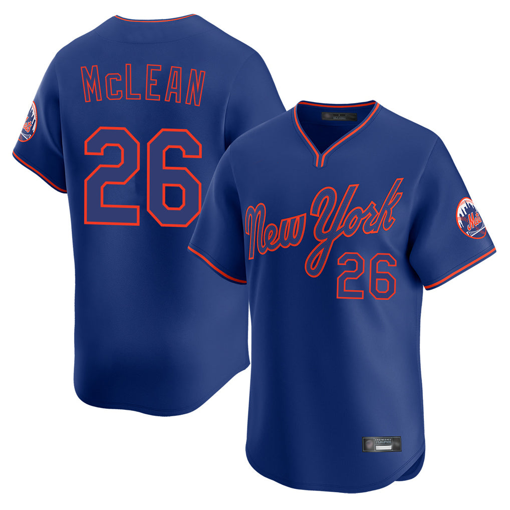 Davalo NY.Mets #26 Nolan McLean Player Royal T-shirt Home Limited Elite Stitched Jerseys