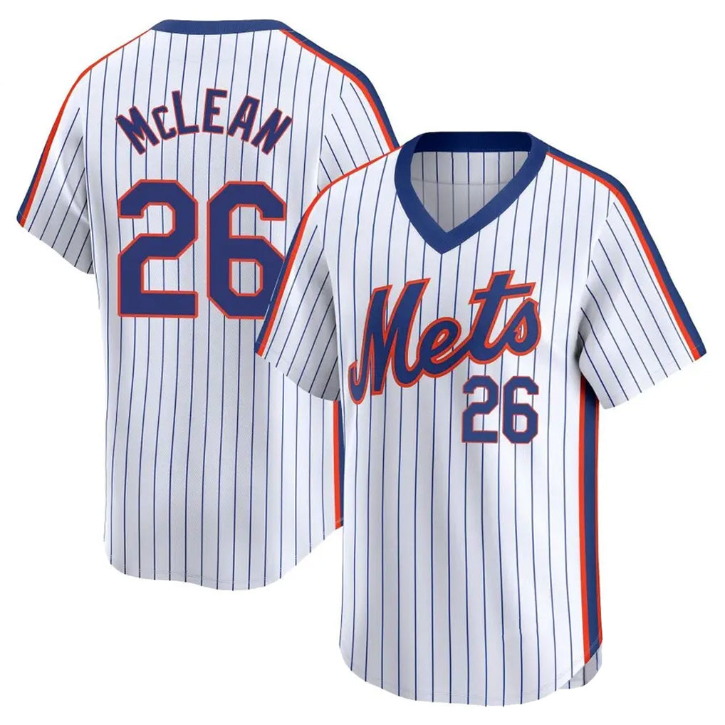 Davalo NY.Mets #26 Nolan McLean Player White Cooperstown Collection T-shirt Game Stitched Jerseys