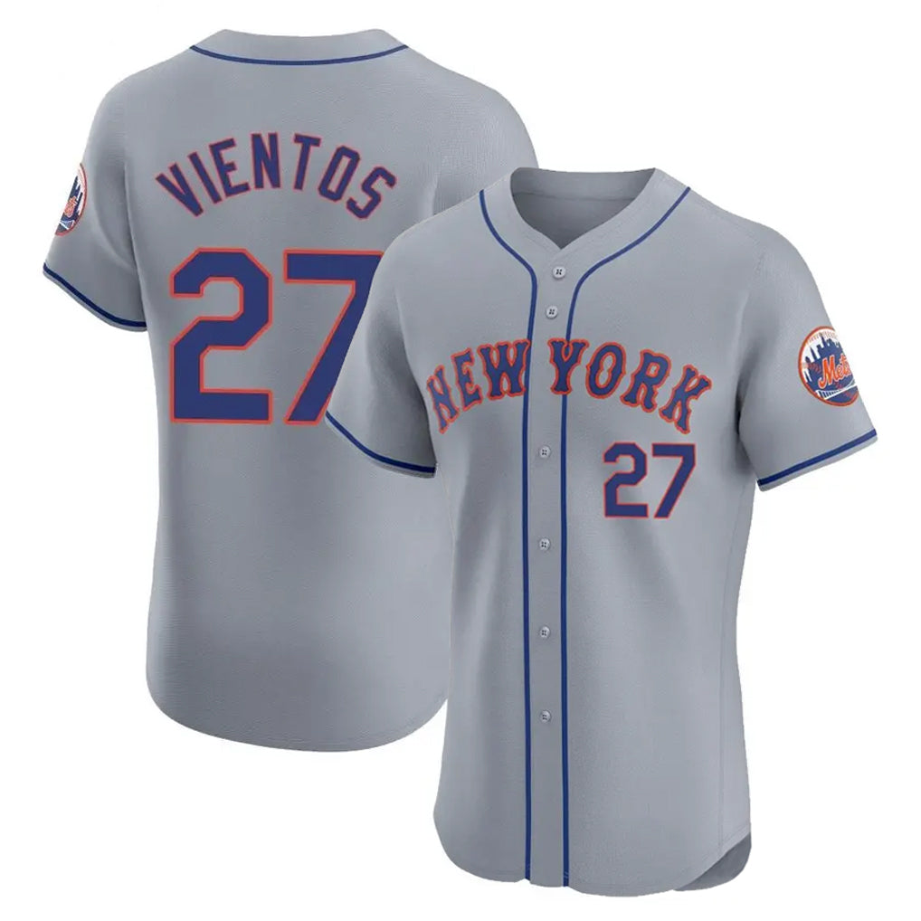 Davalo NY.Mets #27 Mark Vientos Player Gray Road Limited Elite Home Stitched Jerseys