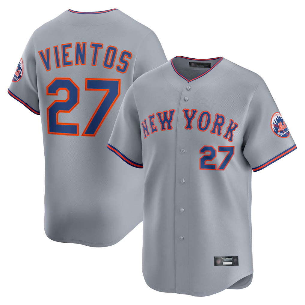 Davalo NY.Mets #27 Mark Vientos Player Gray Road Limited Home Stitched Jerseys