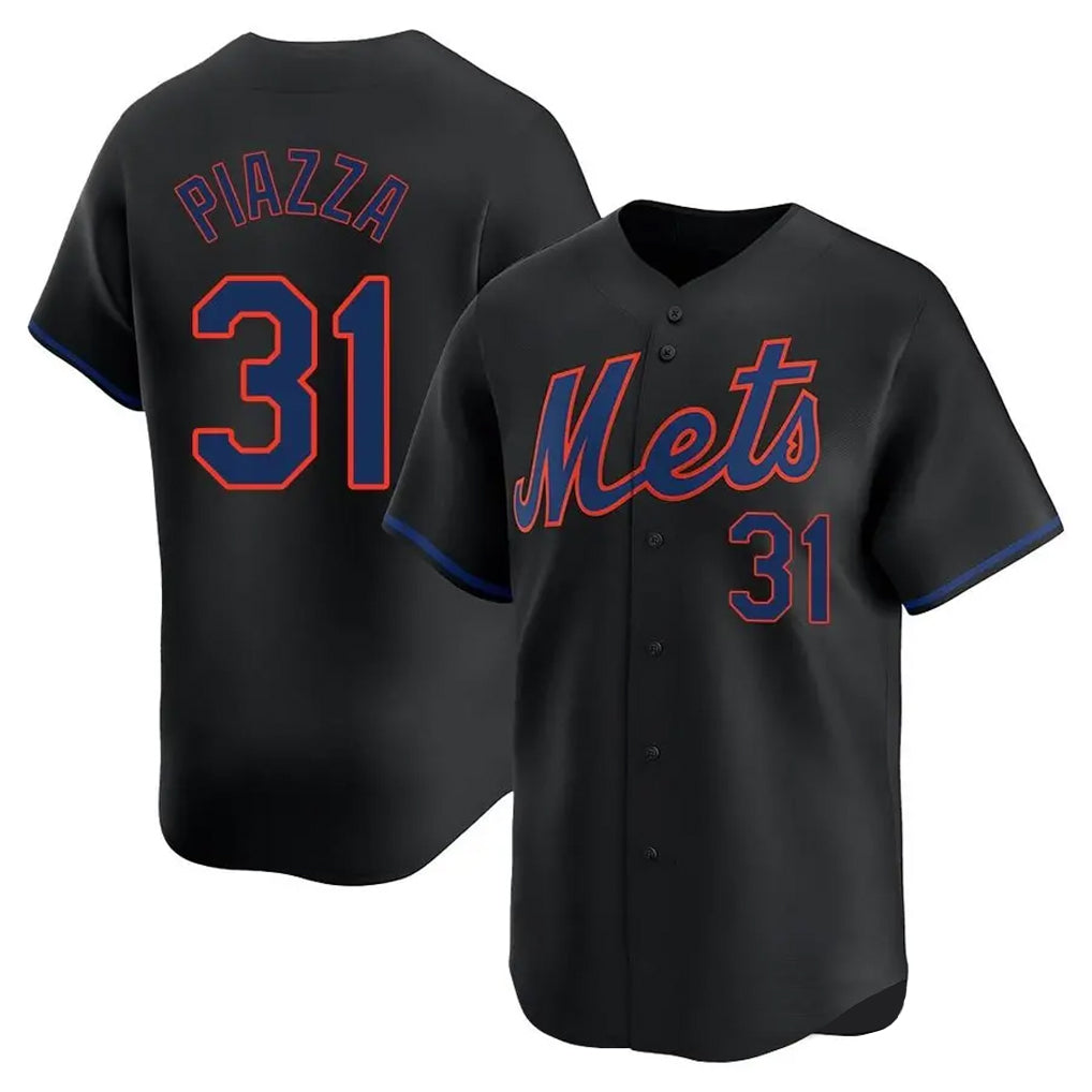 Davalo NY.Mets #31 Mike Piazza Player Black Alternate Home Limited Stitched Jerseys