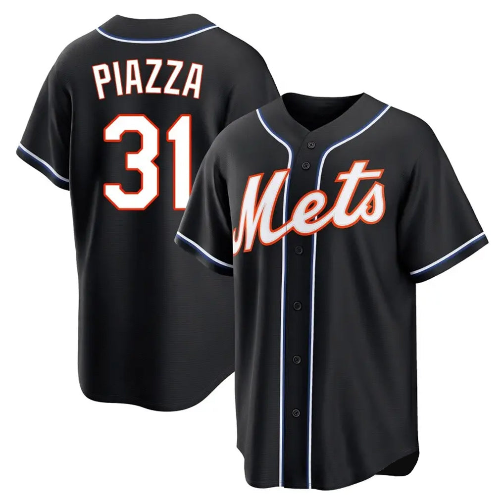 Davalo NY.Mets #31 Mike Piazza Player Black Fashion Out Game Stitched Jerseys