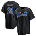 Davalo NY.Mets #31 Mike Piazza Player Black Replica Home Game Stitched Jerseys