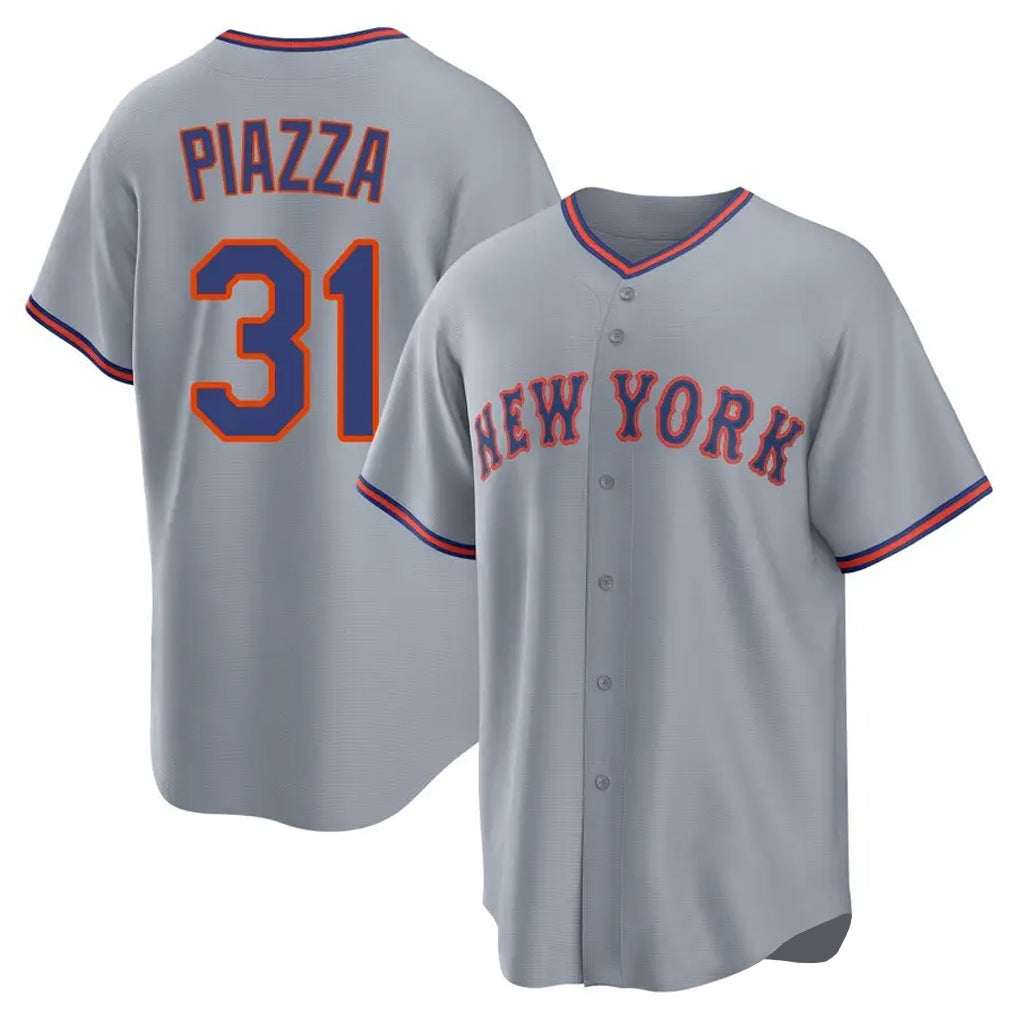 Davalo NY.Mets #31 Mike Piazza Player Gray Road Home Game Stitched Jerseys