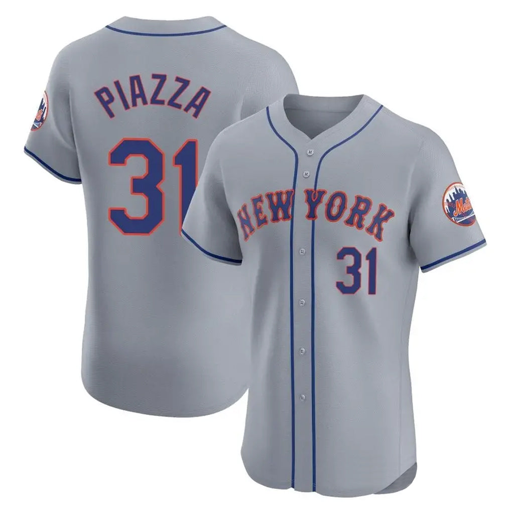Davalo NY.Mets #31 Mike Piazza Player Gray Road Limited Elite Home Stitched Jerseys