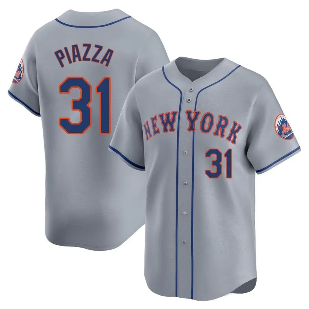 Davalo NY.Mets #31 Mike Piazza Player Gray Road Limited Home Stitched Jerseys