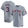 Davalo NY.Mets #3 Carson Benge Player Gray Road Limited Home Stitched Jerseys