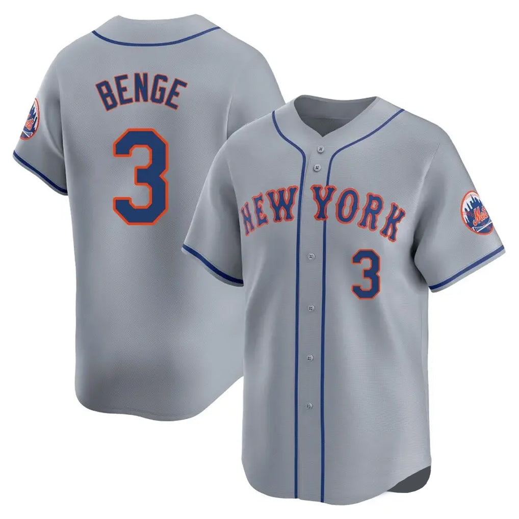 Davalo NY.Mets #3 Carson Benge Player Gray Road Limited Home Stitched Jerseys