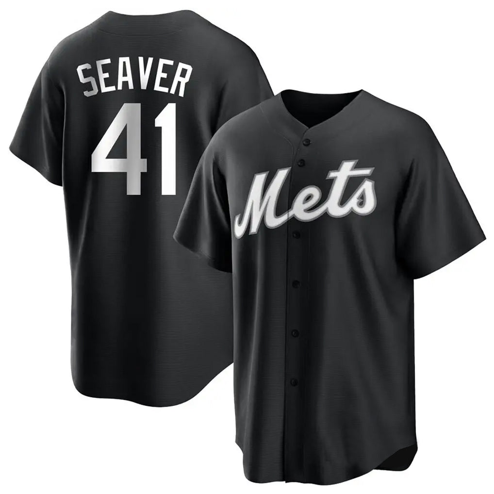 Davalo NY.Mets #41 Tom Seaver Player Black Home Game Stitched Jerseys