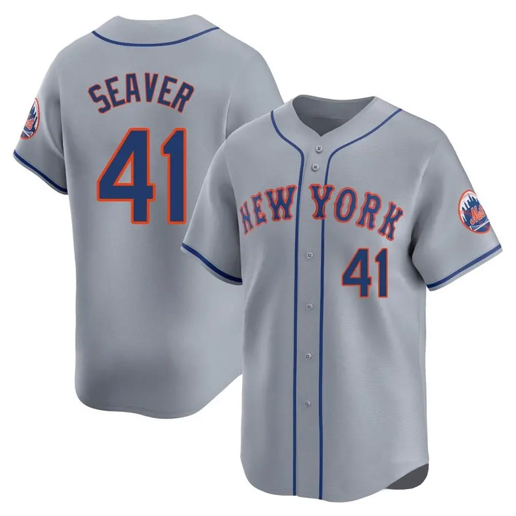 Davalo NY.Mets #41 Tom Seaver Player Gray Road Limited Home Stitched Jerseys