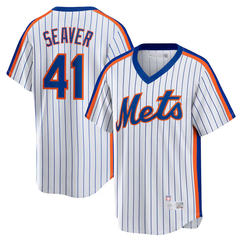 Davalo NY.Mets #41 Tom Seaver Player White Cooperstown Collection T-shirt Home Stitched Jerseys