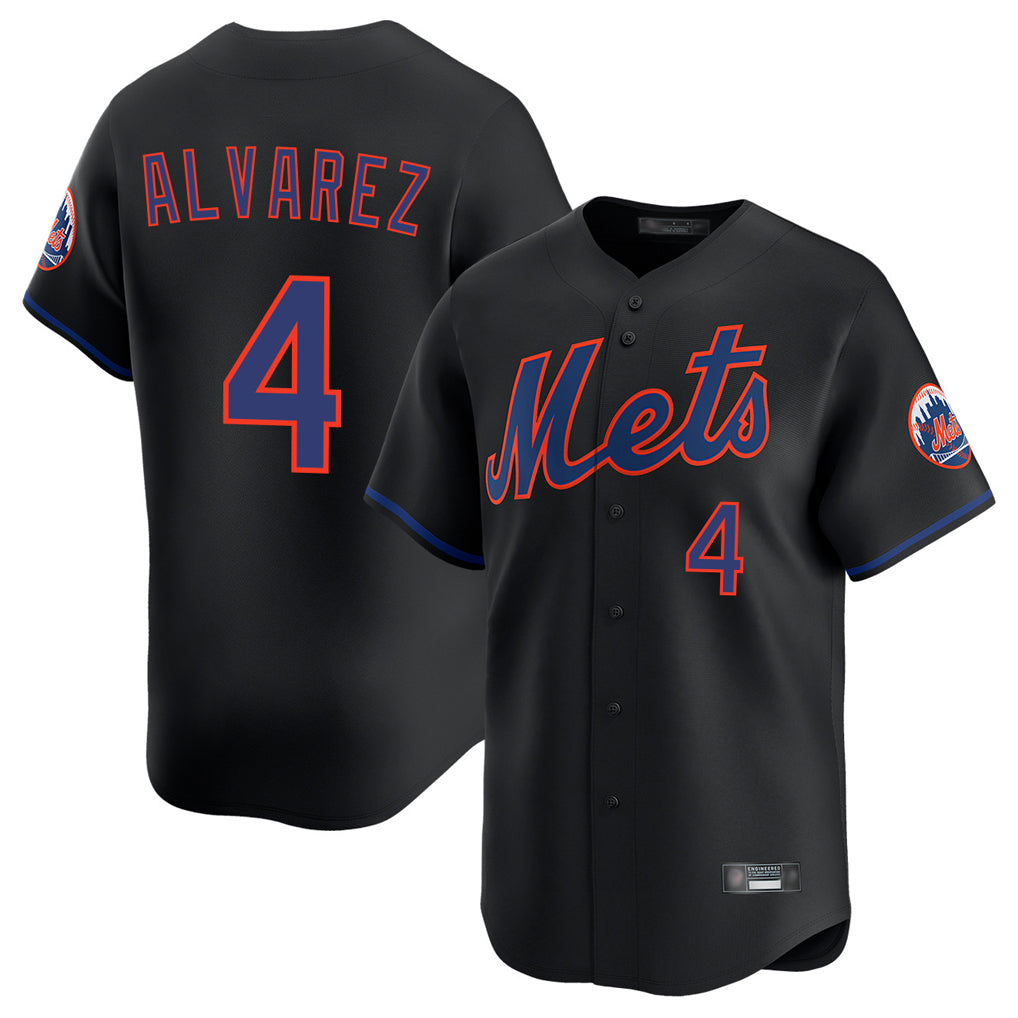 Davalo NY.Mets #4 Francisco Alvarez Player Black Alternate Home Limited Stitched Jerseys